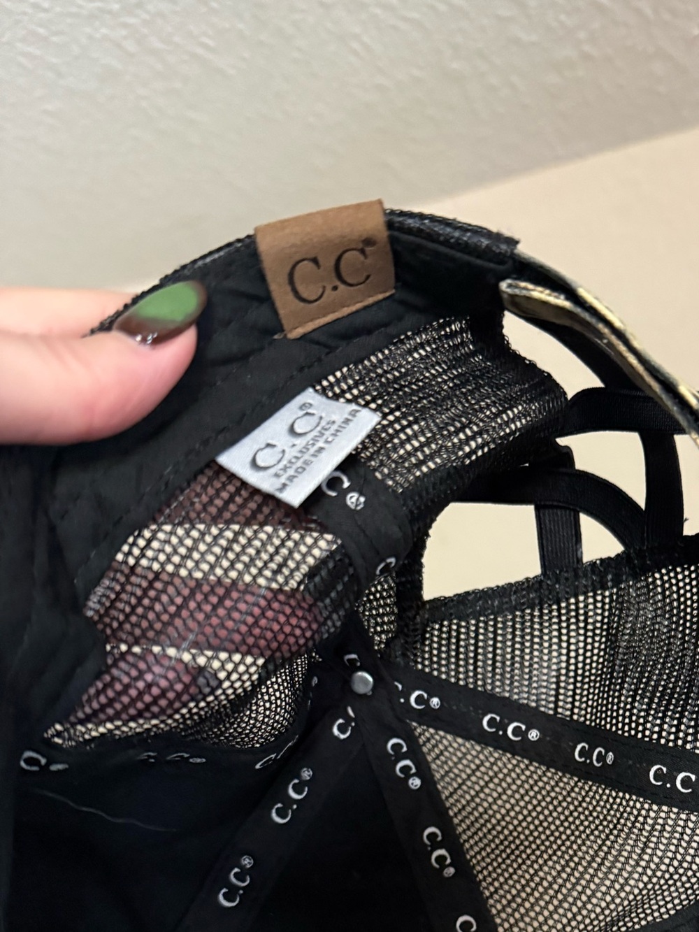 C.C Leopard Print Mesh Trucker Cap - Beige & Black - Picture 5 of 5